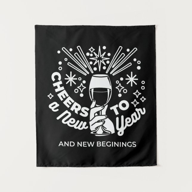 Celebrate New Beginnings Wine Glass Illustration 2 Tapestry (Front)