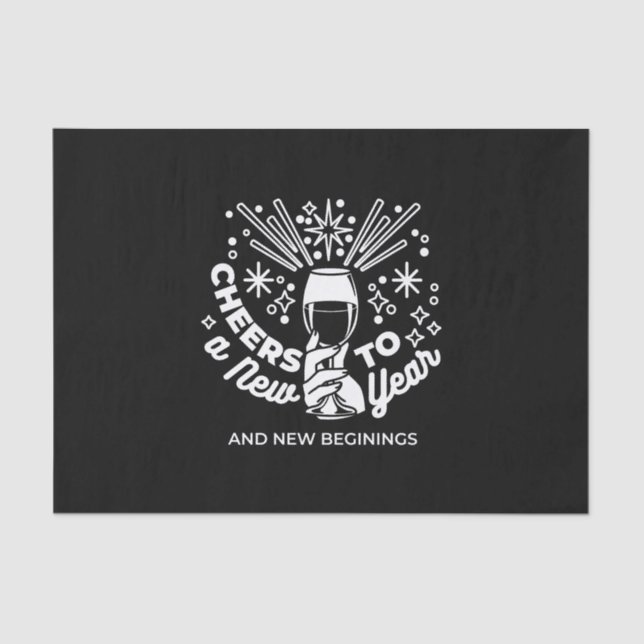 Celebrate New Beginnings Wine Glass Illustration 2 Tissue Paper (Front)