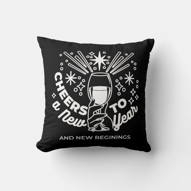 Celebrate New Beginnings Wine Glass Illustration Cushion (Front)