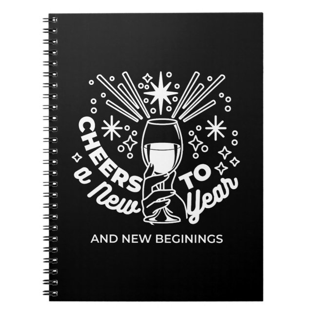 Celebrate New Beginnings Wine Glass Illustration Notebook (Front)