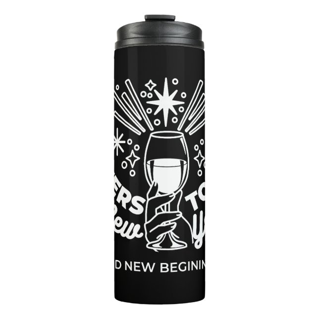 Celebrate New Beginnings Wine Glass Illustration Thermal Tumbler (Front)
