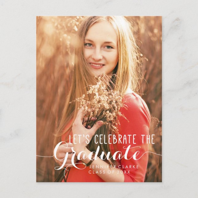 CELEBRATE PHOTO GRADUATION PARTY INVITATION POSTCARD (Front)