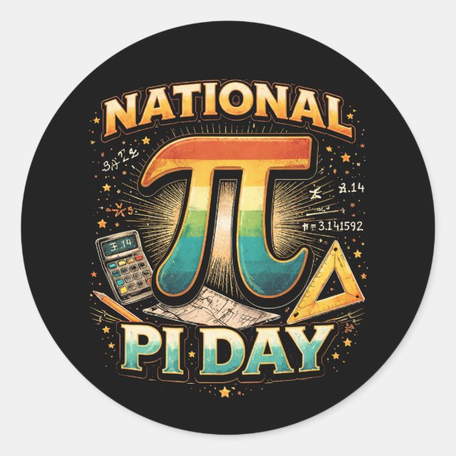 Celebrate Pi Classic Round Sticker (Front)