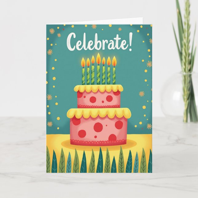 Celebrate Polka Dot Cake Card (Front)