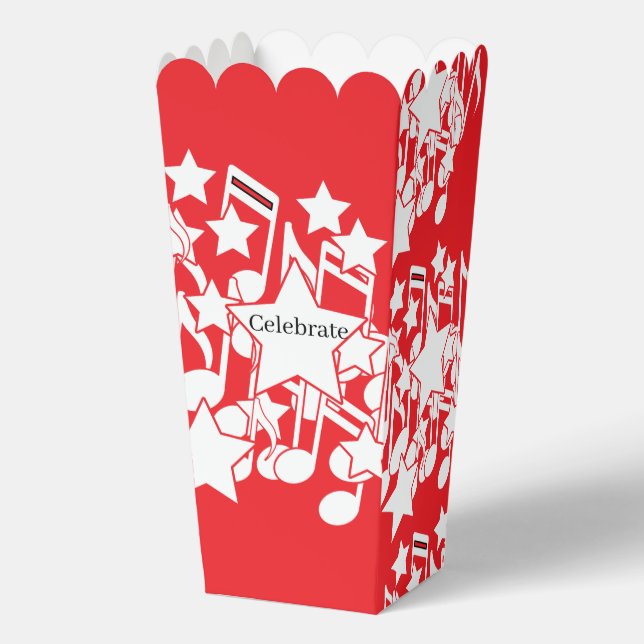 Celebrate Red Decorative Popcorn Favour Box (Front)
