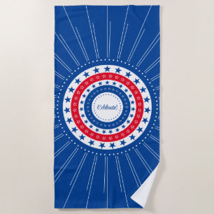 Celebrate Red, White, and Blue Stars Beach Towel