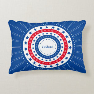Celebrate Red, White, and Blue Stars Decorative Cushion