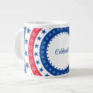 Celebrate Red, White, and Blue Stars Large Coffee Mug