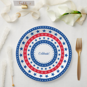 Celebrate Red, White, and Blue Stars Paper Plate