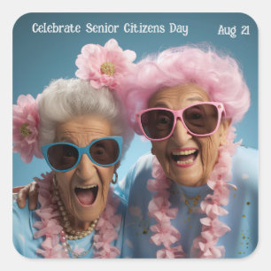 Celebrate Senior Citizens Day Square Sticker
