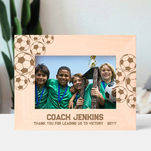 Celebrate Soccer Coach Varsity Font Custom Text Etched Frames