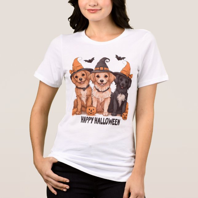 Celebrate Spooky Season with Your Furry Friends! Tri-Blend Shirt (Front)