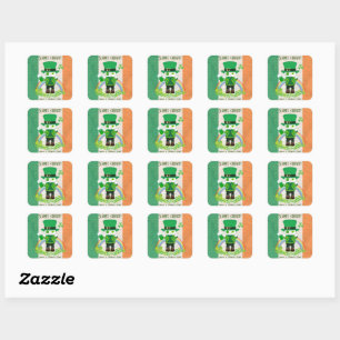 Celebrate St. Patrick's Day with a Lucky Cat Square Sticker