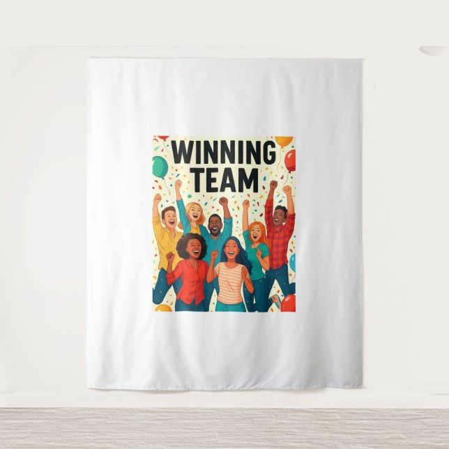 Celebrate Success – "Winning Team" Graphic Design Tapestry (Front)