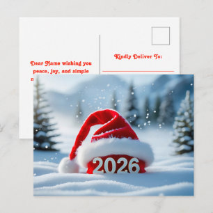 Celebrate the arrival of 2026 with festive winter holiday postcard