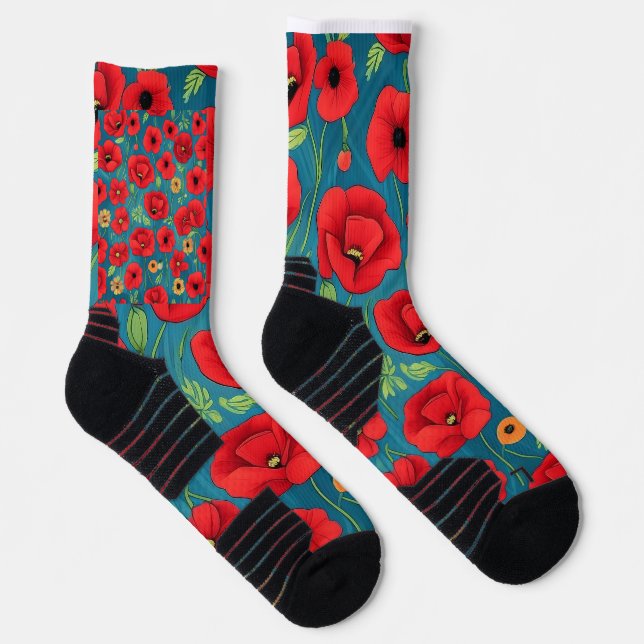 Celebrate the beauty of life with poppy flowers socks (Right)
