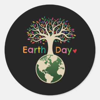 Celebrate The Day Of The Earth Colourful Tree - Da Classic Round Sticker