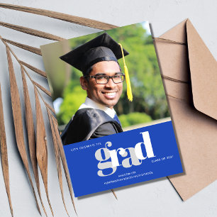 Celebrate the Grad Blue Photo Party Announcement
