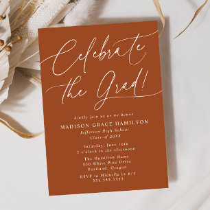Celebrate the Grad Terracotta Graduation Party Invitation