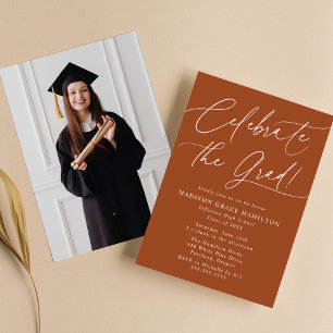 Celebrate the Grad Terracotta Graduation Party Invitation