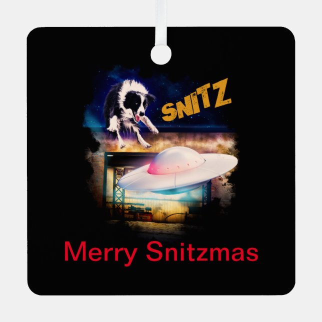 Celebrate the holidays with Bob's Saucer Repair Metal Tree Decoration (Front)