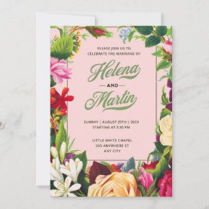 Celebrate the Marriage with Floral Wedding Style Invitation