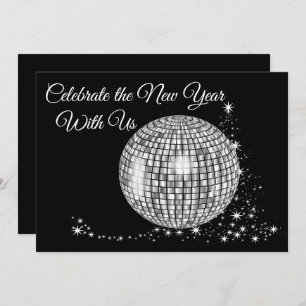 Celebrate the New Year With Us Sparkly Disco Ball Invitation