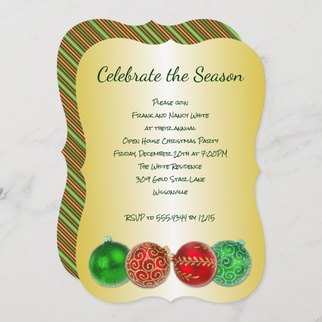 Celebrate the Season Gold Christmas Party Invitation (Front/Back)