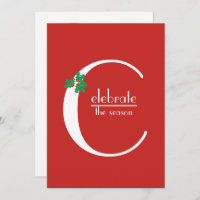 Celebrate the Season red and white invitation