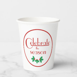 Celebrate the Season  Red and White Paper Cups