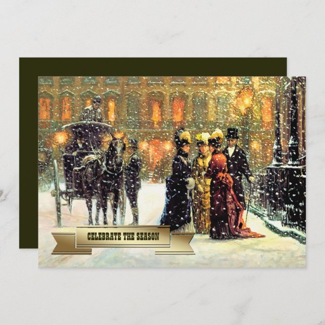 Celebrate the Season. Vintage Art Holiday Party  Invitation (Front/Back)