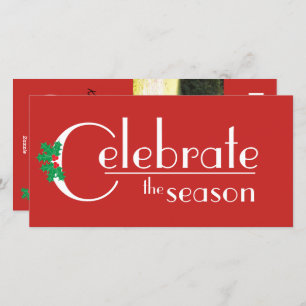 Celebrate the Season White on Red flat card