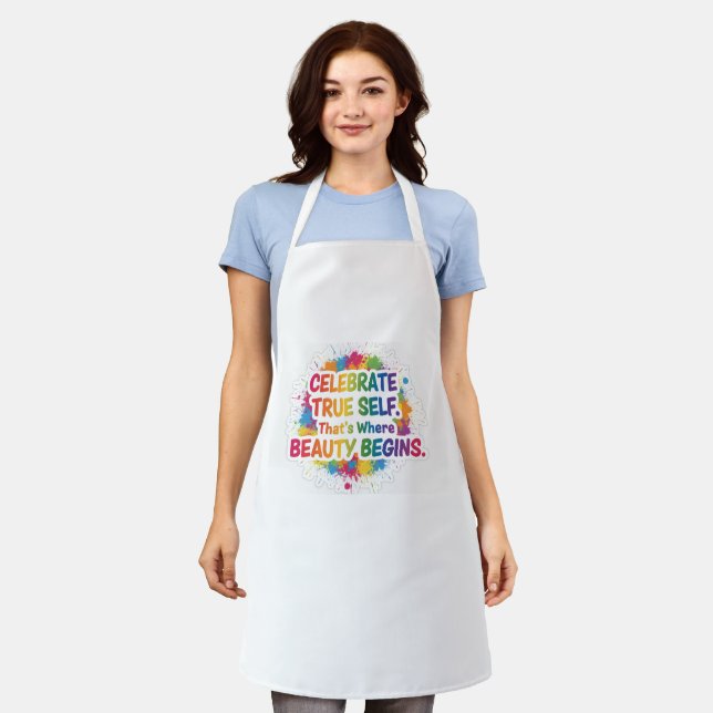 Celebrate True Self Sticker Apron (Worn)