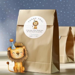 Celebrate with a Roar! Boy's Lion Birthday Classic Round Sticker