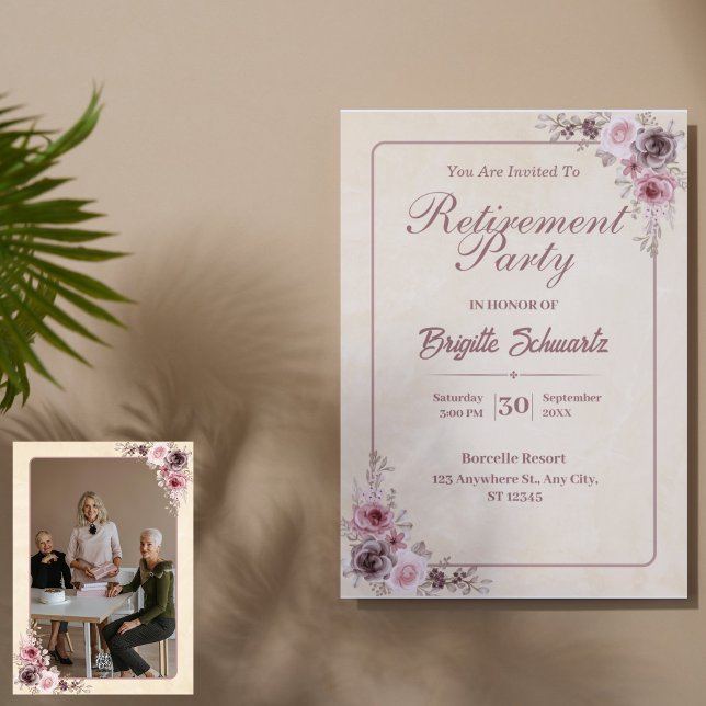 Celebrate with Elegance: Photo Script Retirement  Holiday Card (Celebrate with Elegance: Photo Script Retirement Invitations)