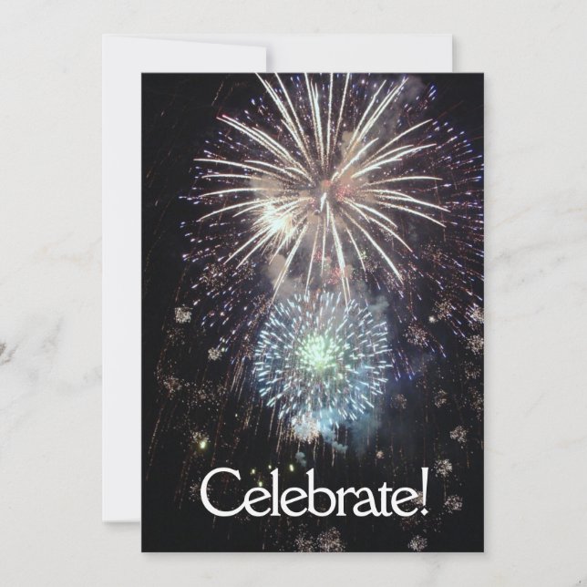 Celebrate with Fireworks - Flat Invitation Card (Front)