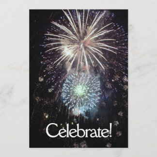 Celebrate with Fireworks - Flat Invitation Card