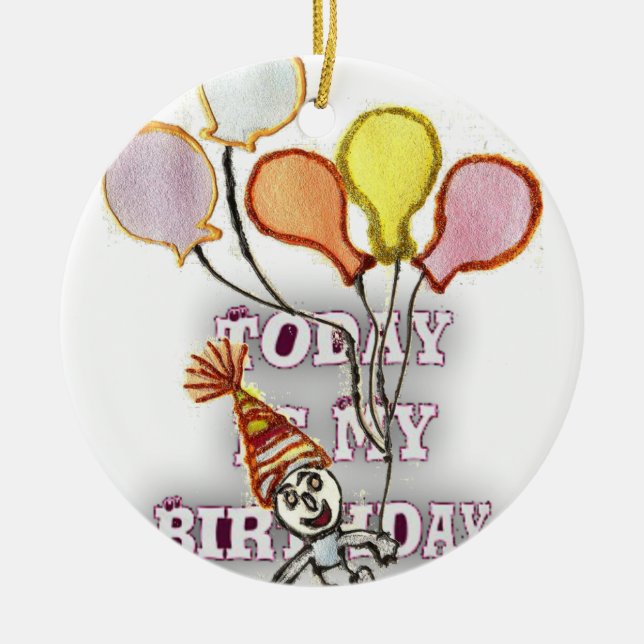 Celebrate with Our Playful Birthday Greeting Happy Ceramic Tree Decoration (Front)