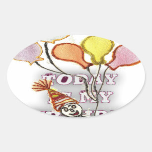 Celebrate with Our Playful Birthday Greeting Happy Oval Sticker