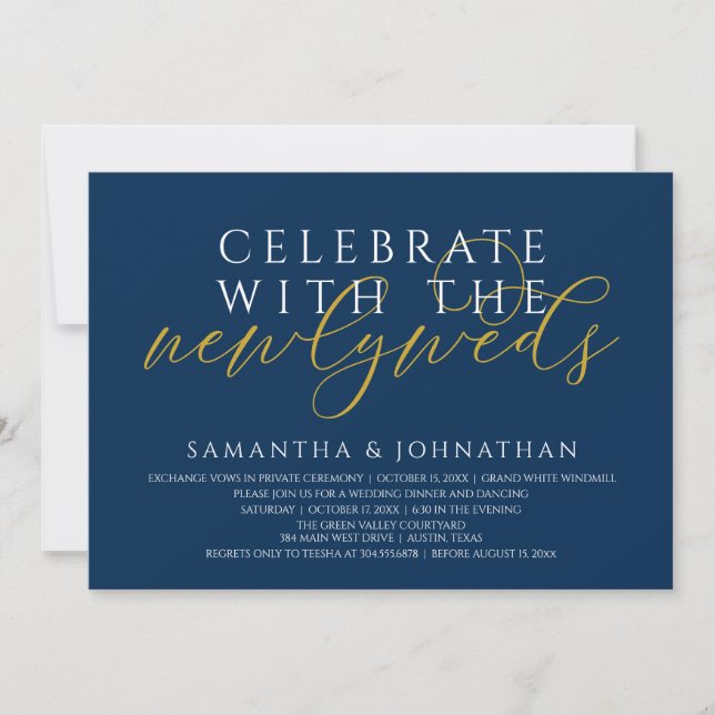 Celebrate with the Newlyweds Modern Reception Invitation (Front)