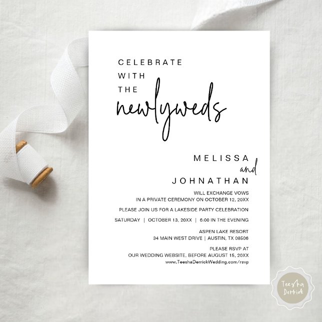 Celebrate With The Newlyweds, Wedding Party Invitation (Celebrate With The Newlyweds, Modern Wedding Party Invitation Card, PDF, in Black and White)