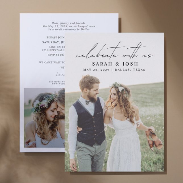 Celebrate With Us 2 Photo Wedding Reception Announcement (Personalize this wedding reception invite with your photos & personal deets - simple, easy, done!
)