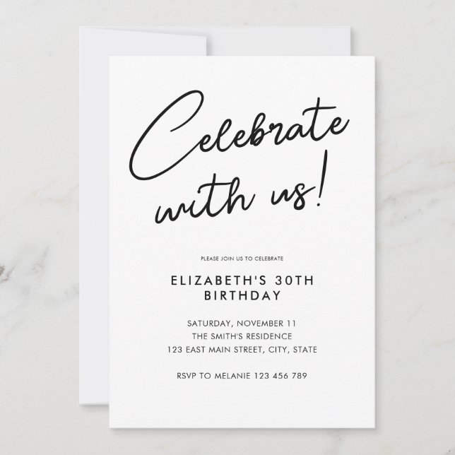 Celebrate With Us 30th Birthday Party Invitation (Front)
