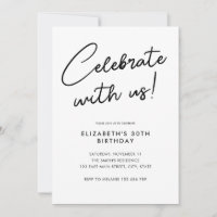 Celebrate With Us 30th Birthday Party Invitation