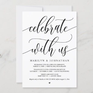 Celebrate with us, Black, Wedding Elopement Party Invitation