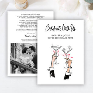 Celebrate With Us Black & White Simple Champagne Invitation