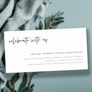 Celebrate With Us Calligraphy Baby Shower Invite