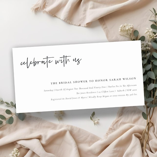 Celebrate With Us Calligraphy Bridal Shower Invite (Creator Uploaded)