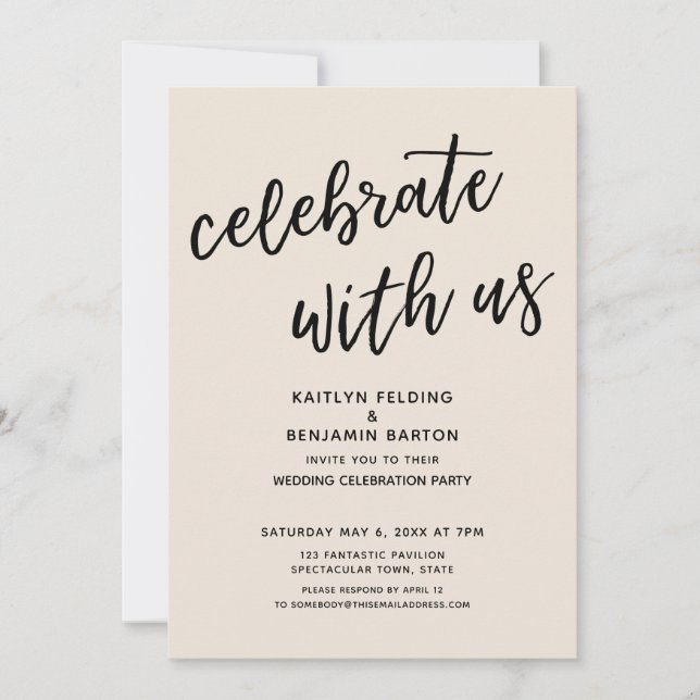 Celebrate with Us Casual Cream Wedding Party Invitation (Front)