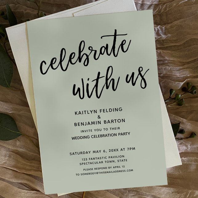 Celebrate with Us Casual Sage Green Wedding Party Invitation (Creator Uploaded)
